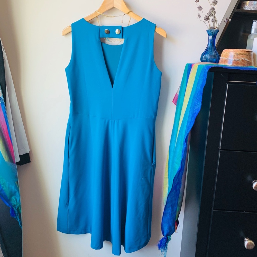 Teal-Turquoise Blue A-Line Dress By Closet London - Picture 8 of 10